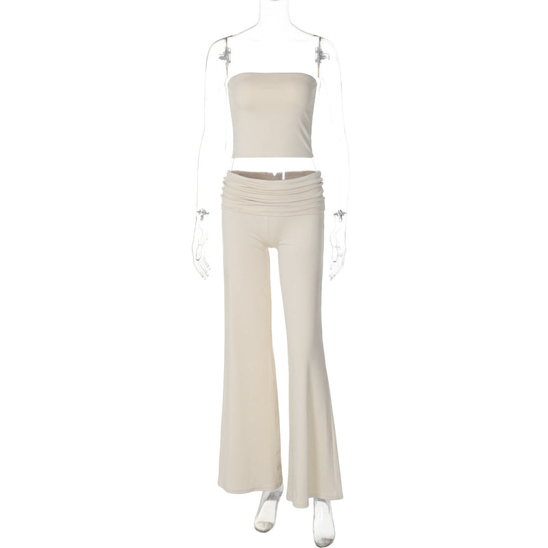 Clothing Autumn Color Tube Top Top Flared Pants Slim Fit Suit
