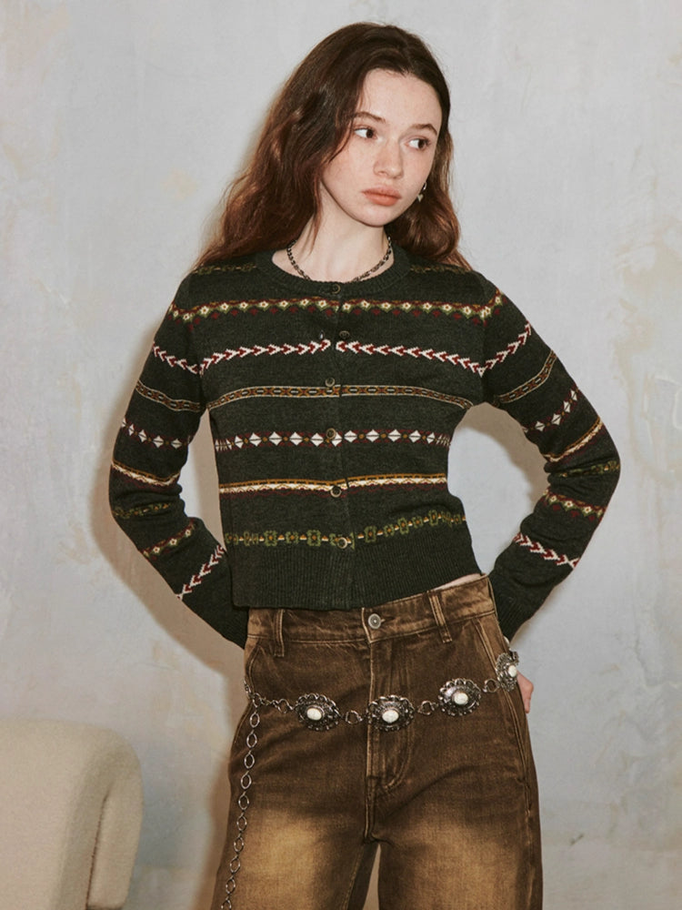Fair Isle Cropped Cardigan