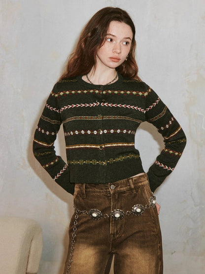 Fair Isle Cropped Cardigan