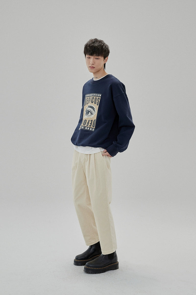 Wide Waist Tab Double-pleated Relaxed Cropped Pants