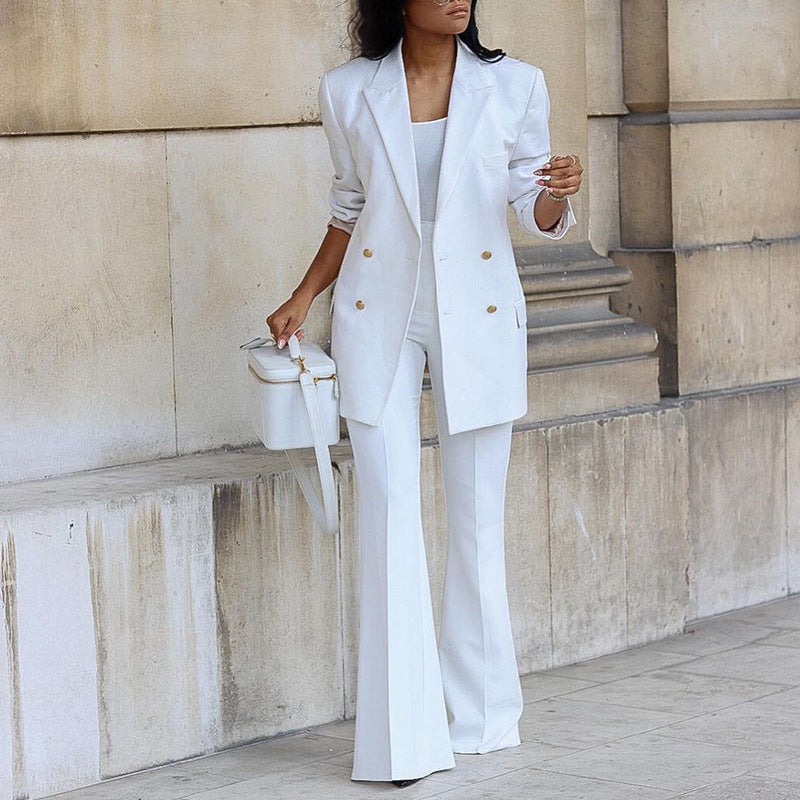 Clothing Autumn Color Suit Wide Leg Pants Two Piece Set