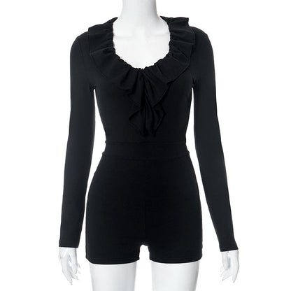 Clothing Autumn Winter Long Sleeve Lace Slim Fit Jumpsuit