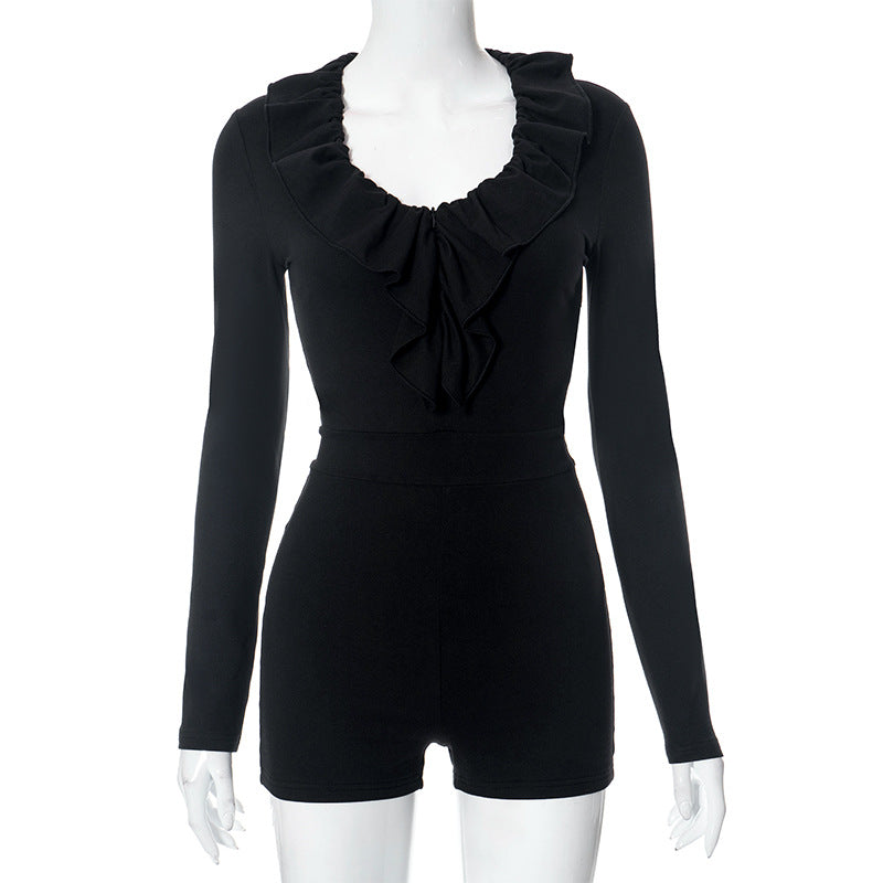 Clothing Autumn Winter Long Sleeve Lace Slim Fit Jumpsuit
