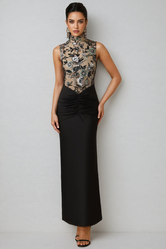 Calissa Embroidered Sequinned Maxi Dress