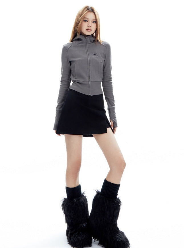 Waist V-shaped Wrapped Split A-line Short Skirt