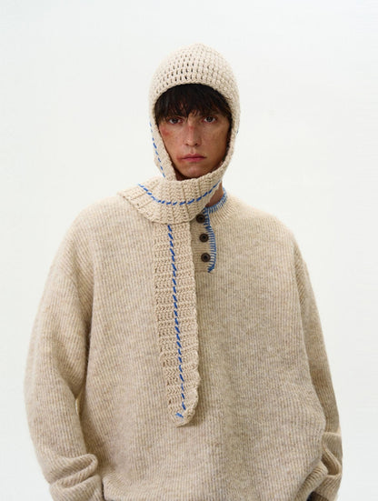 Oversized Sweater With Contrast Stitching