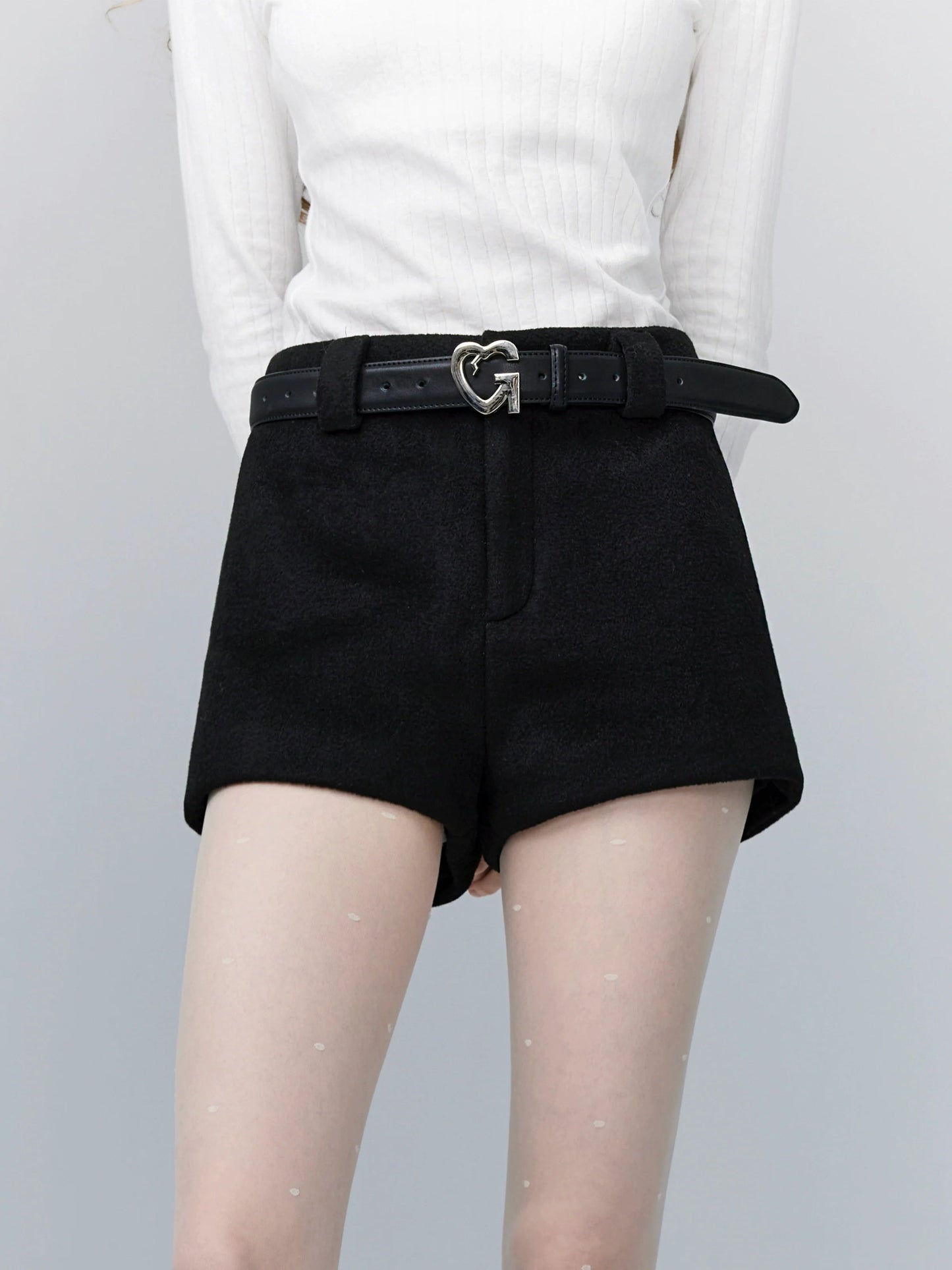 Versatile Tailored Micro Shorts: Sleek Flat-front in Ivory and Black