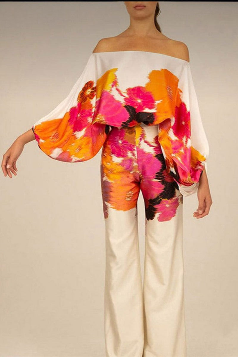 Abstract Waves Two-piece Set - Orange