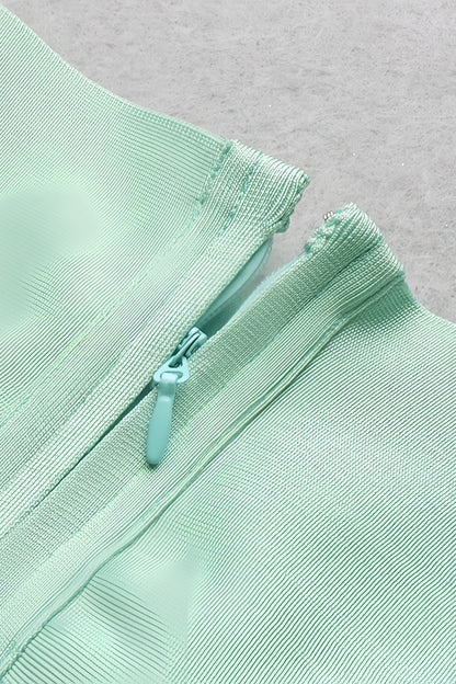 Keira Light Green Open-shoulder Maxi Dress
