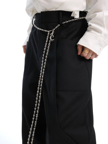 Chain Belt Wide Leg Pants