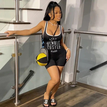 Clothing Short Summer Letter Graphic Printing Sports Nightclub Uniforms Romper