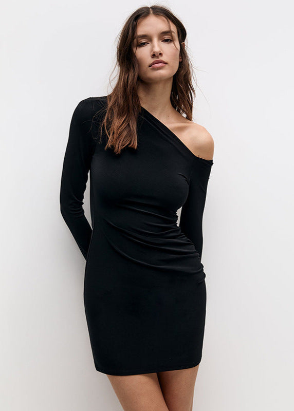 Crimson Allure One-shoulder Mini Dress