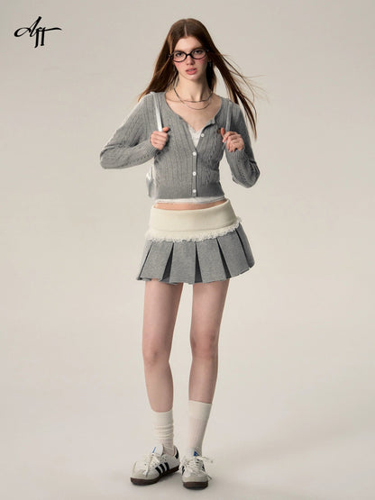 Wool Button-down Cardigan Set