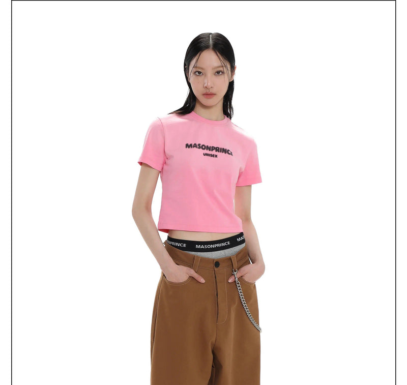 Cropped T-shirt With Washed Effect