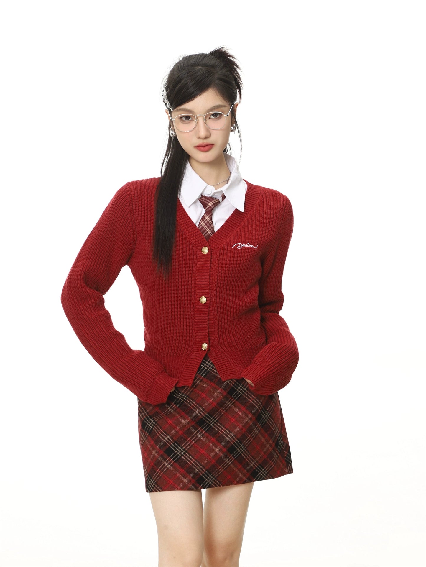 French Plaid Wool Mini Skirt