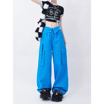 Rayohopp Ultra Wide-leg Cargo Pants - High-waisted Balloon Trousers With Multi-pocket Design (multiple Colors)