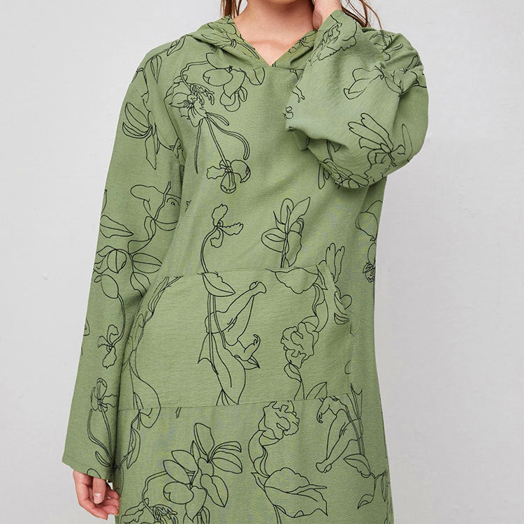 Middle East Sweater Hooded Dress Loose Office Socialite Dress