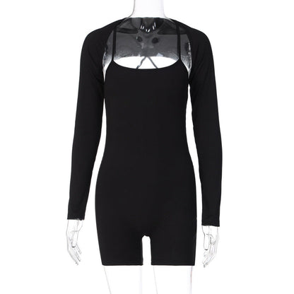 Clothing Autumn U Collar Shawl Tight Jumpsuit