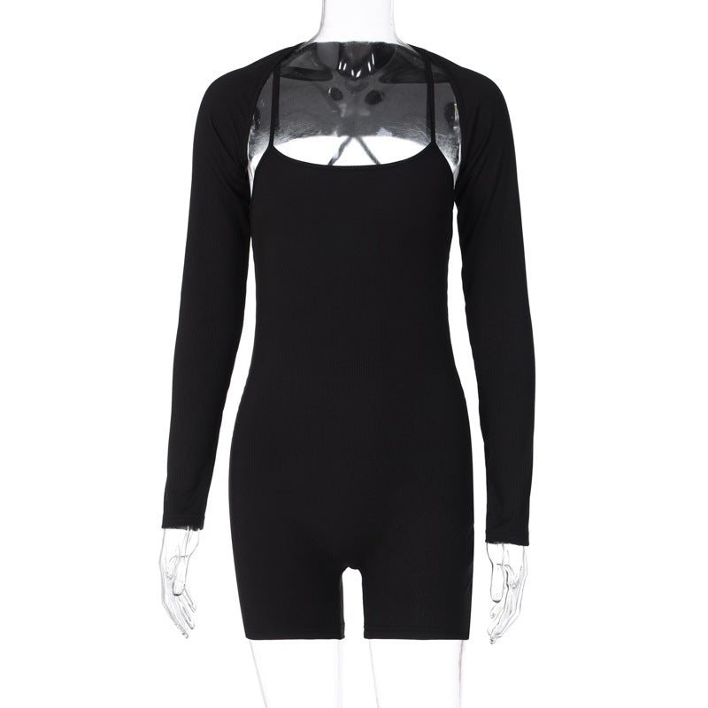 Clothing Autumn U Collar Shawl Tight Jumpsuit