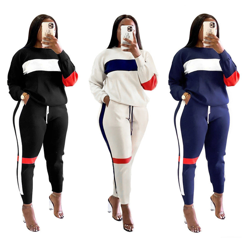 Clothing Sweater Patchwork Stripes Suit Sports Long Sleeve Clothing