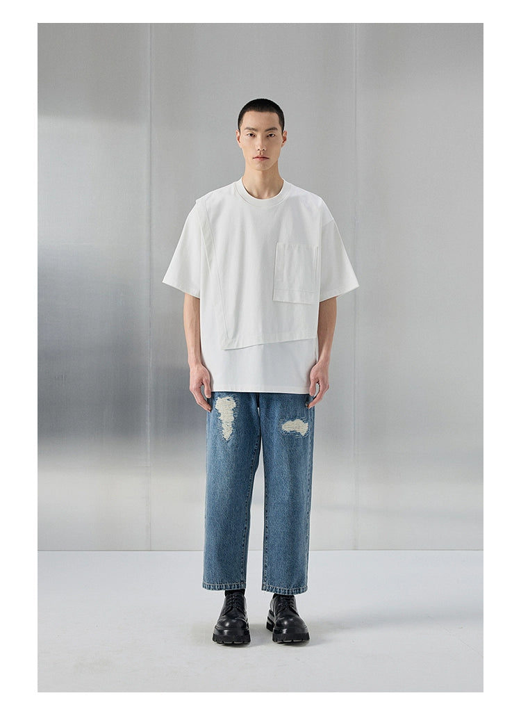 Distressed Patchwork Cropped/short Pants