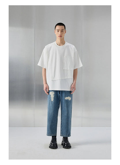 Distressed Patchwork Cropped/short Pants