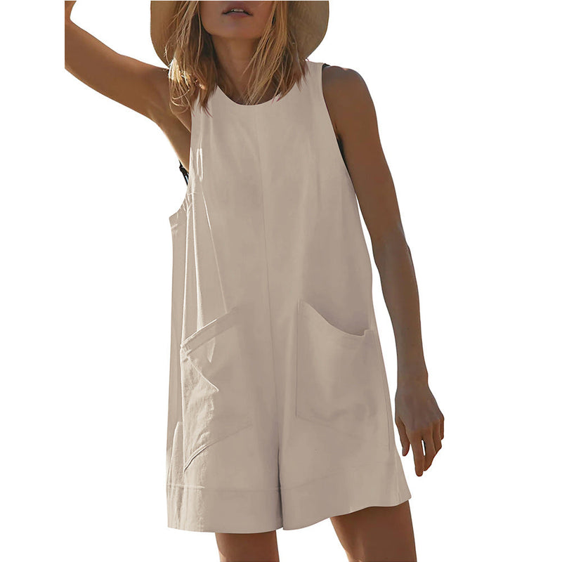Summer Loose Pants Backless Clothing Outdoor Sleeveless Jumpsuit