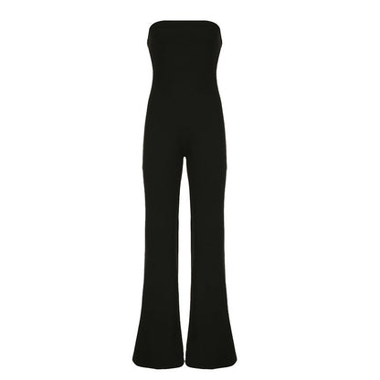 Clothing Color Draping Tube Top Jumpsuit Waist Slimming Slim Fit Wide Leg Trousers