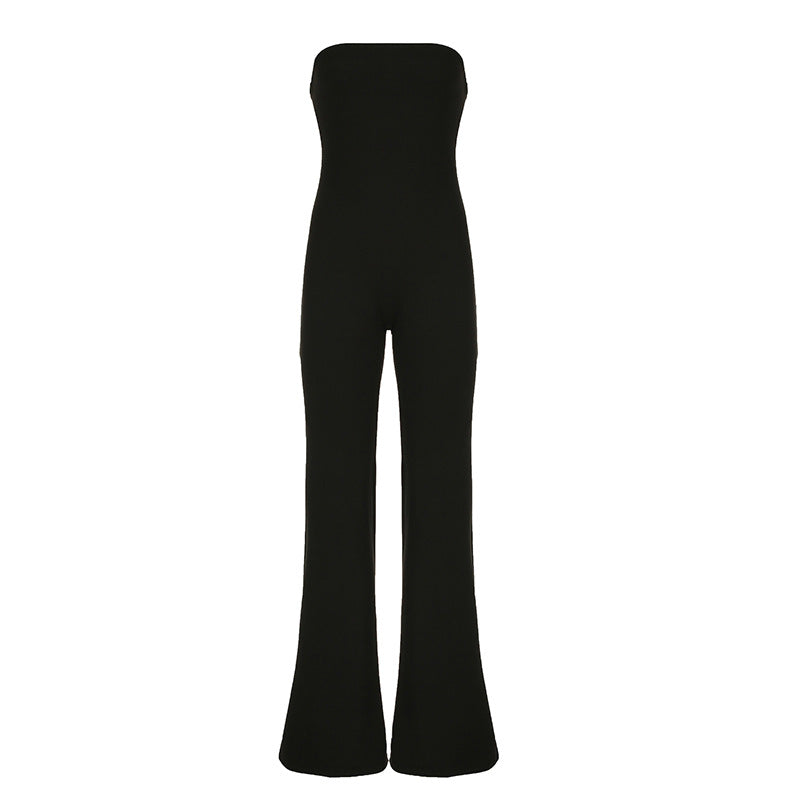 Clothing Color Draping Tube Top Jumpsuit Waist Slimming Slim Fit Wide Leg Trousers