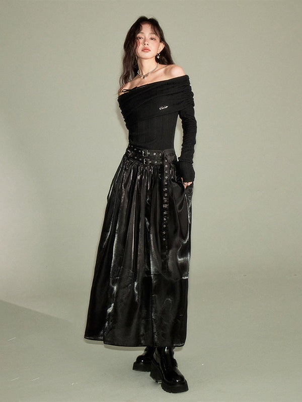 Gathered One-shoulder Long Jumpsuit Dress