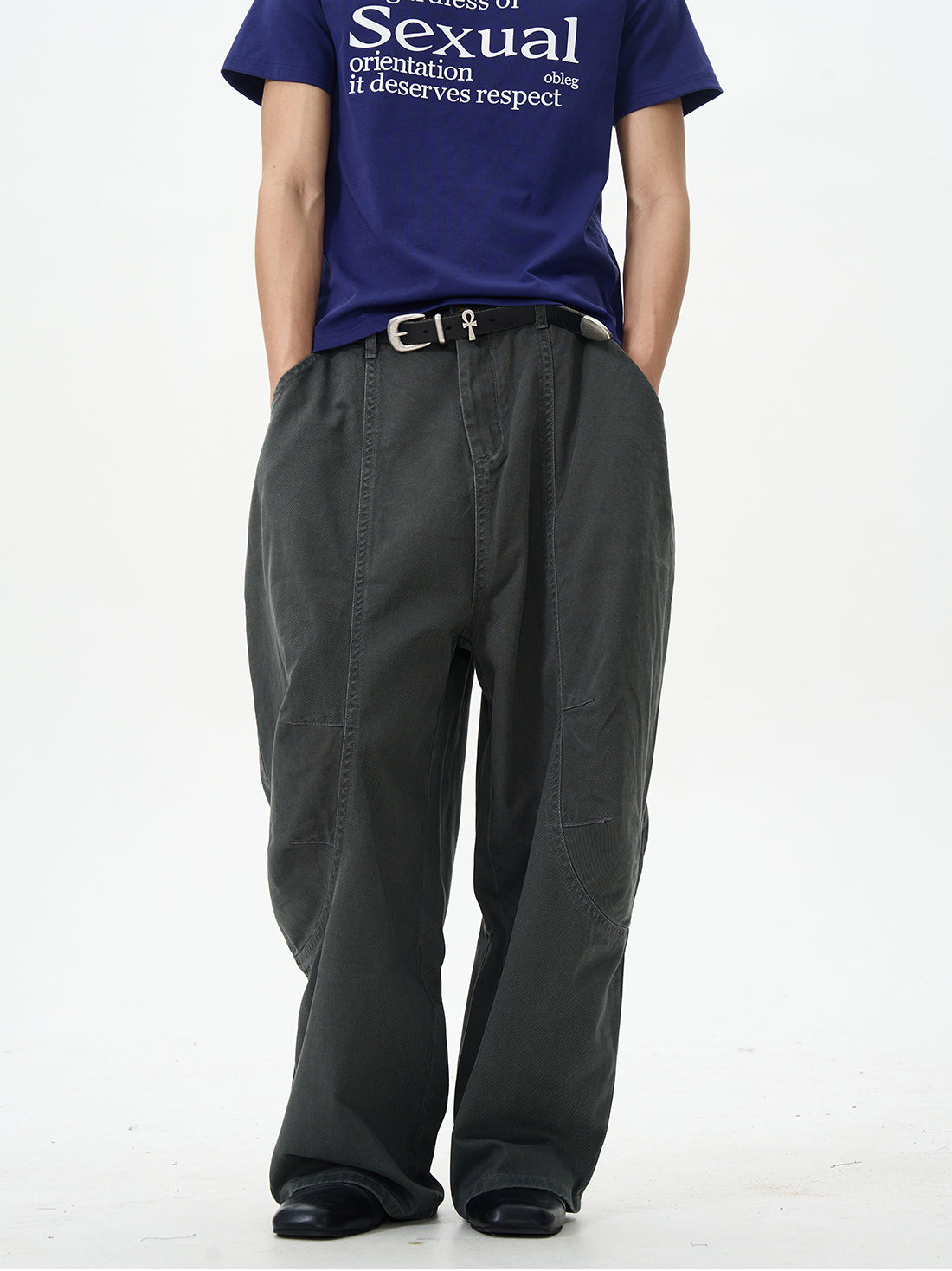 Charcoal Baggy Street Cargo Pants