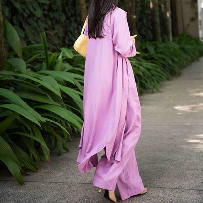 Fall Trench Coat Wide Leg Pants Clothing Three-piece Suit