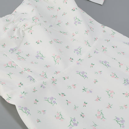 Suspender Ivory Print Dress