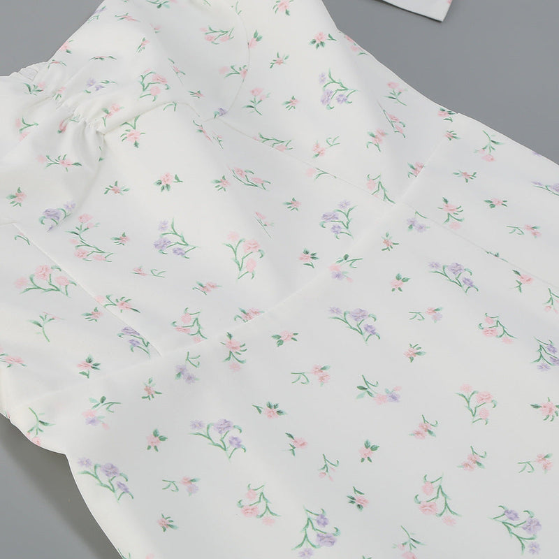 Suspender Ivory Print Dress