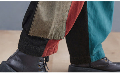 New Literary Stitching Denim Harem Pants Op1027