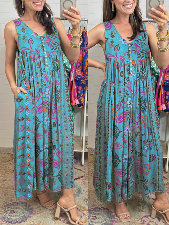 Summer Clothing Printed Loose Sleeveless Jumpsuit