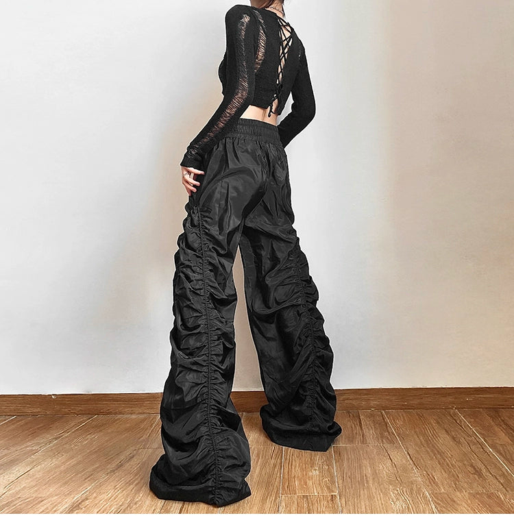 High-waist Pleated Wide-leg Pants