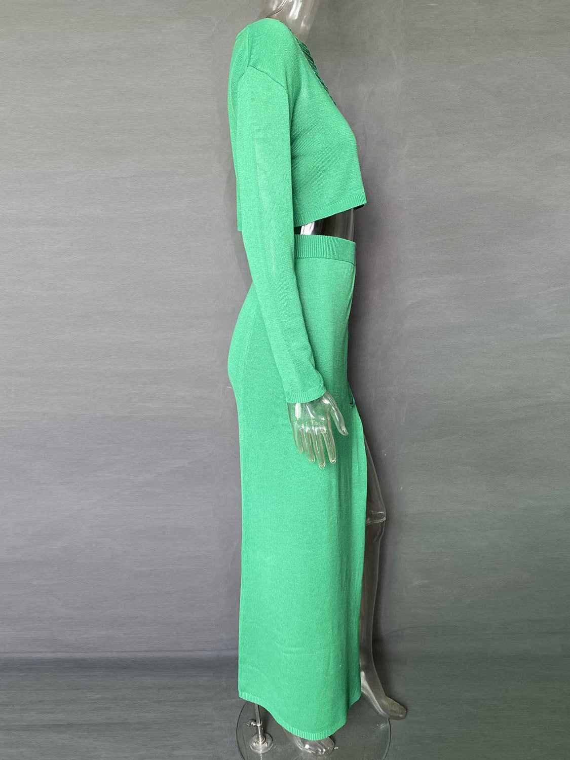 Slit Dress Tassel Hollow Out Cutout Sweater Coord Set