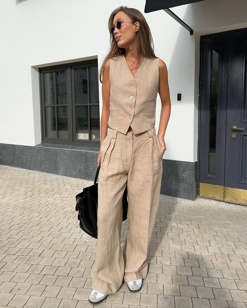 Vest Pants Two Piece Set Spring Summer Sleeveless Vest Hip Set