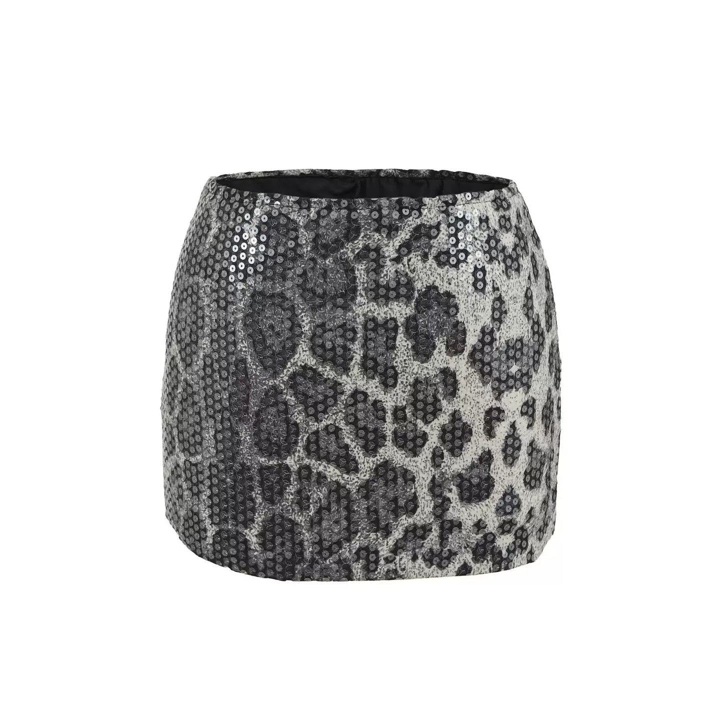 Leopard Sequin Low-waist Mini Skirt