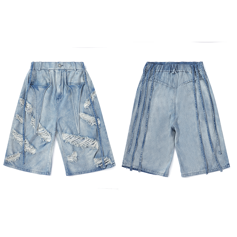 Dnd4des Distressed Denim Bermuda Shorts