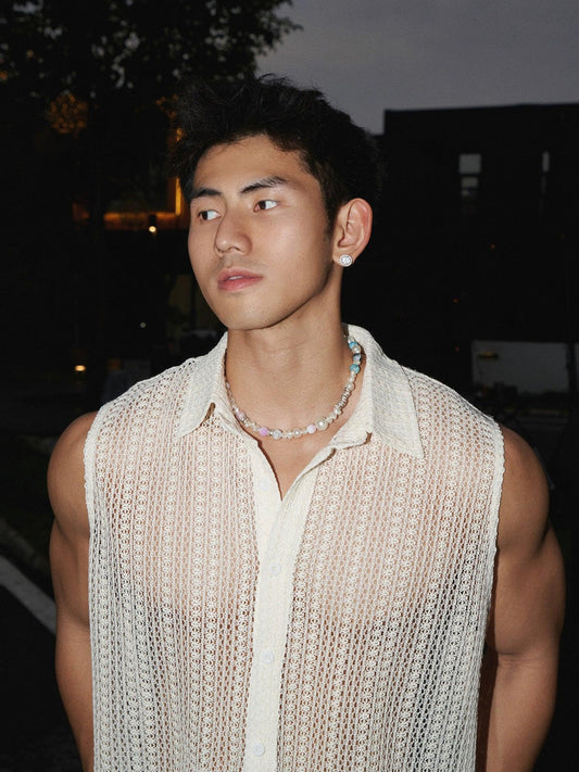 White Open-knit Cardigan