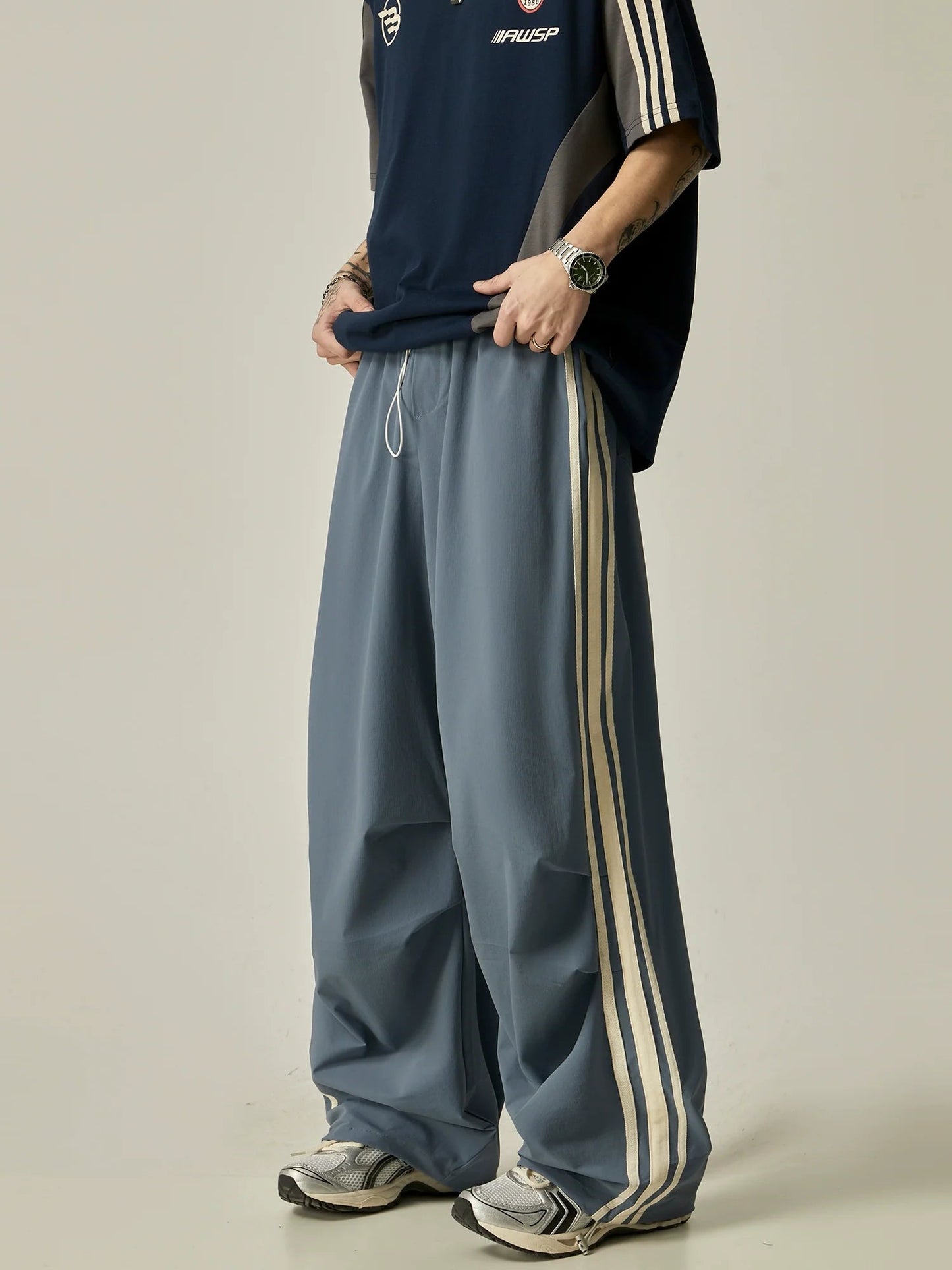 Wide-leg Triple Stripe Athletic Pants