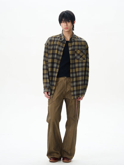 Brown Military Wide Leg Pants