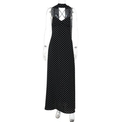 Eleanore Polka Dot Halter Maxi Dress