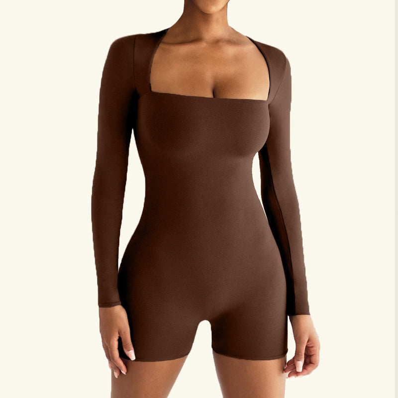 Slim Yoga Long Sleeve One Piece Ballet Dance One Piece Tight Sports Romper