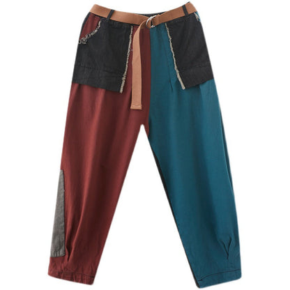 New Literary Stitching Denim Harem Pants Op1027