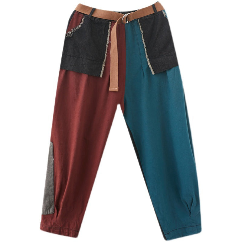 New Literary Stitching Denim Harem Pants Op1027