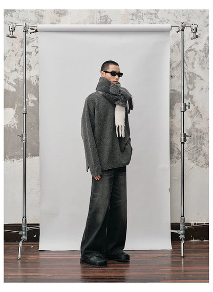 Straight-cut Oversized Crew Neck Sweater