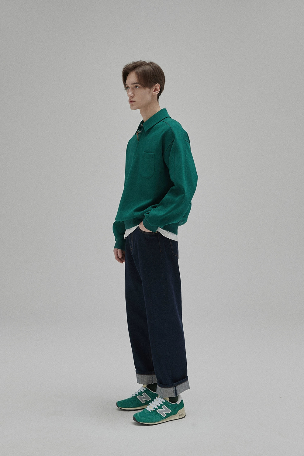 Half-zip Polo Collar Pocket Oversized Sweatshirt